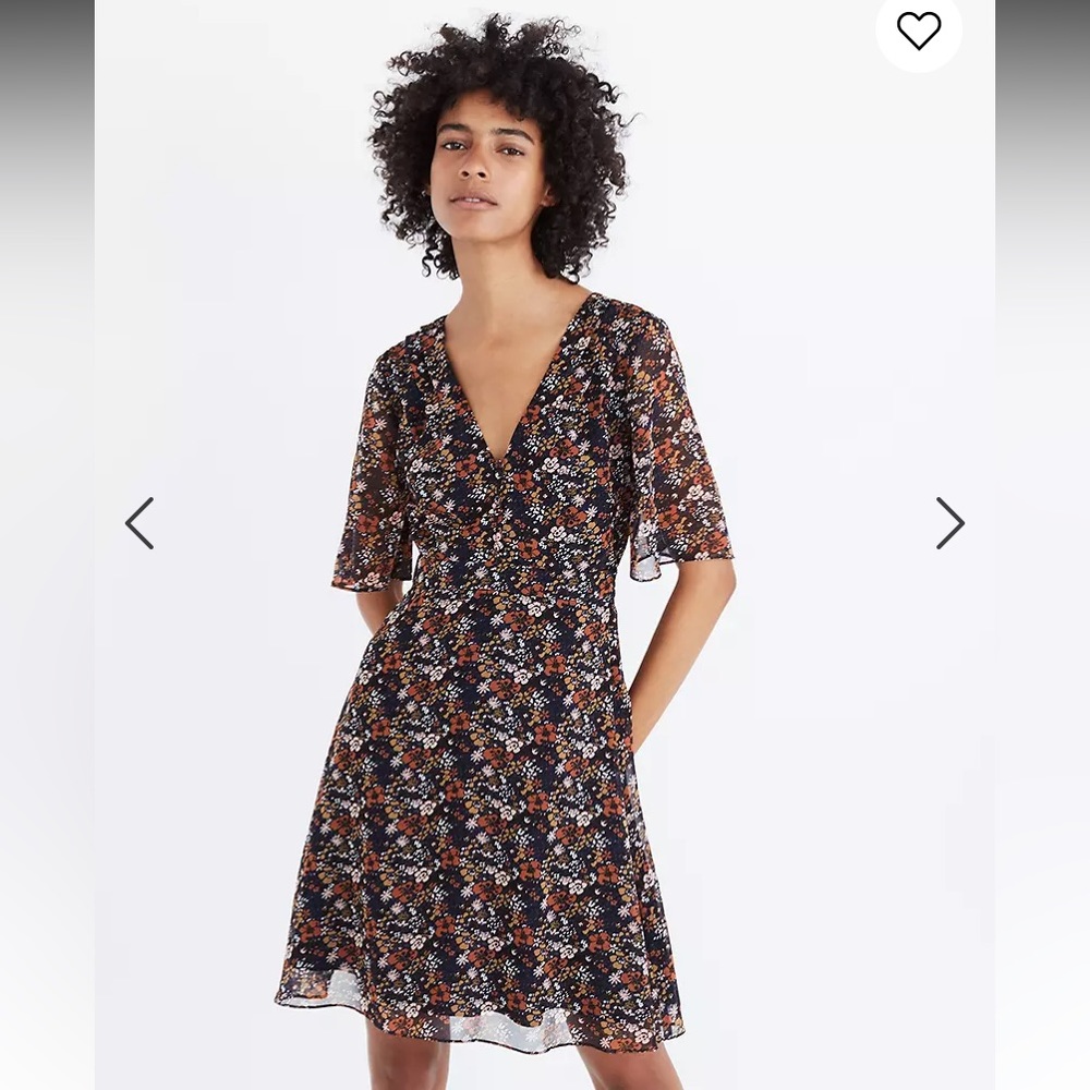 Madewell Orchard Flutter-Sleeve Dress in Prairie Blossoms